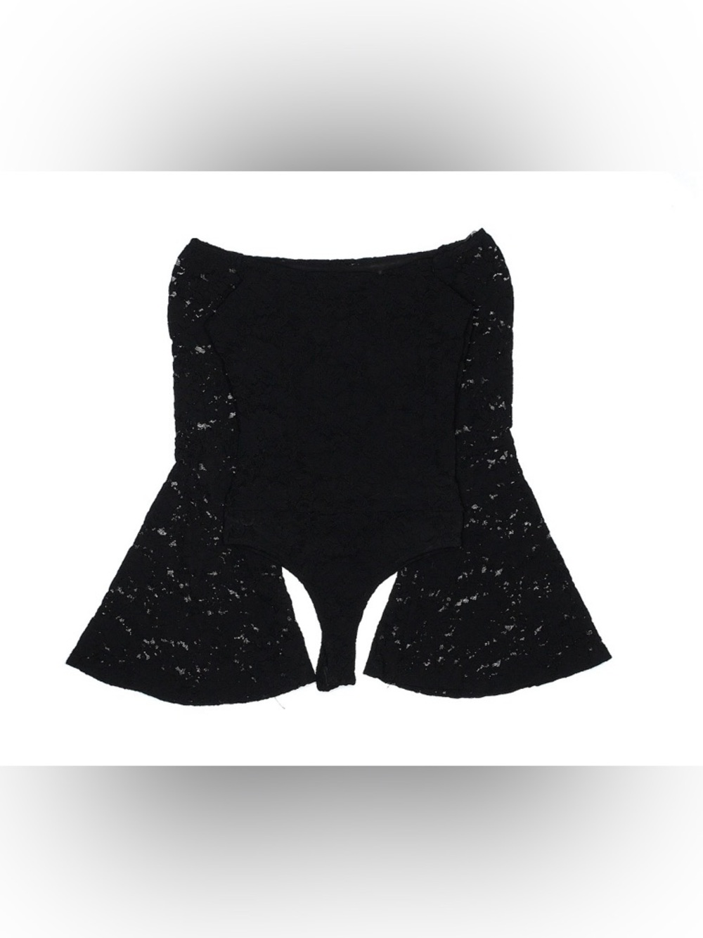 Lulu's Black Lace Bell-Sleeve Bodysuit